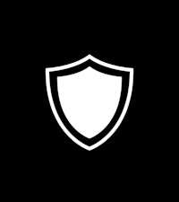 a shield icon on a black background